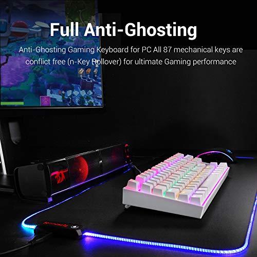 Redragon K552 Mechanical Gaming Keyboard Rainbow LED Backlit Wired with Anti-Dust Proof Switches for Windows PC (White, 87 Key Red Switch)