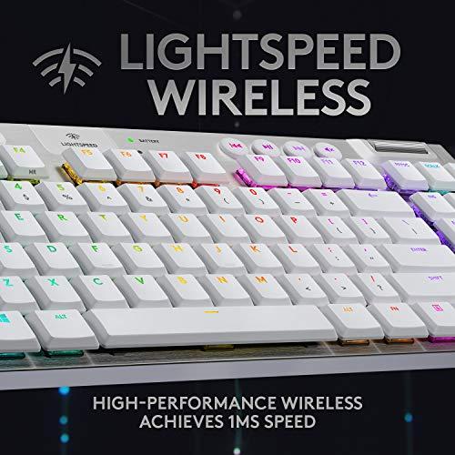 Logitech G915 TKL White Tactile Tenkeyless Lightspeed Wireless RGB Mechanical Gaming Keyboard, Low Profile Switch Options, LIGHTSYNC RGB, Advanced Wireless and Bluetooth Support
