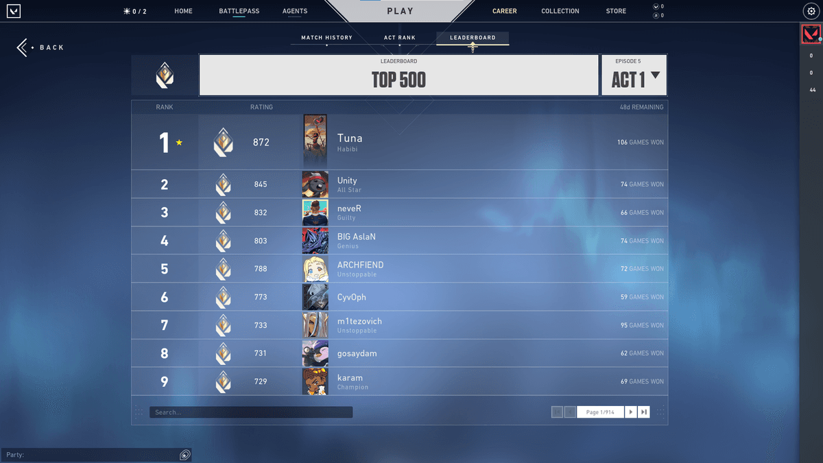 Valorant Leaderboard