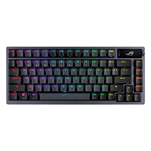 ASUS ROG Azoth 75% Wireless DIY Custom Gaming Keyboard, OLED Display, Three-Layer Dampening, Hot-Swappable ROG NX Red Switches & Keyboard Stabilizers, PBT Keycaps, RGB-Black
