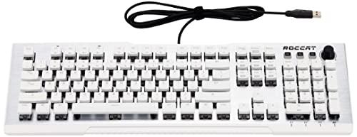 ROCCAT Vulcan 122 Mechanical PC Tactile Gaming Keyboard, Titan Switch, AIMO RGB Backlit Lighting Per Key, Detachable Palm/Wrist Rest, Anodized Aluminum Top Plate, Full Size, White/Silver