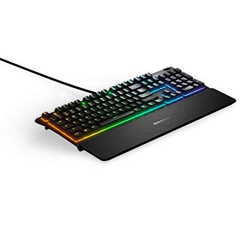 SteelSeries Apex 3 RGB Gaming Keyboard – 10-Zone RGB Illumination – IP32 Water Resistant – Premium Magnetic Wrist Rest (Whisper Quiet Gaming Switch)