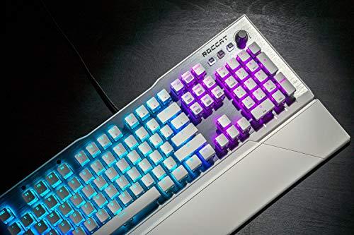 ROCCAT Vulcan 122 Mechanical PC Tactile Gaming Keyboard, Titan Switch, AIMO RGB Backlit Lighting Per Key, Detachable Palm/Wrist Rest, Anodized Aluminum Top Plate, Full Size, White/Silver