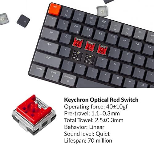 Keychron K3 Ultra-Slim 75% Layout RGB Backlit Wireless Bluetooth/Wired USB Mechanical Keyboard, Hot Swappable Low-Profile Keychron Optical Red Switch 84 Keys Gaming Keyboard for Mac Windows-Version 2