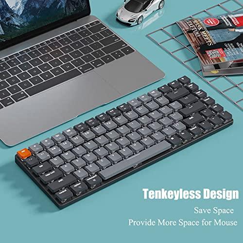 Keychron K3 Version 2, 75% Layout 84 Keys Ultra-Slim Wireless Bluetooth/USB Wired Mechanical Keyboard with White Backlit, Hot-Swappable Low-Profile Keychron Optical Brown Switch for Mac Windows