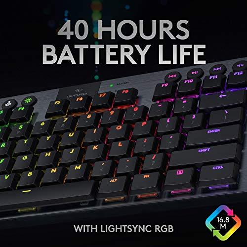 Logitech G915 TKL Tenkeyless Lightspeed Wireless RGB Mechanical Gaming Keyboard, Low Profile Switch Options, Lightsync RGB, Advanced Wireless and Bluetooth Support - Tactile