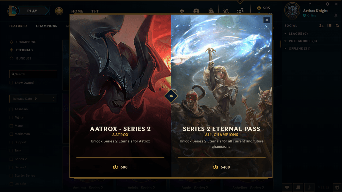 Purchase Eternals in LoL