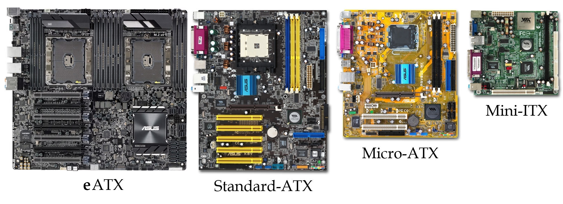 Типы форм фактора. Форм фактор материнской платы Standard ATX. Micro-ATX, Mini-ITX, Standard-ATX. ATX Micro ATX Mini ITX. Micro-ATX, Mini-ITX, Standard-ATX Размеры.